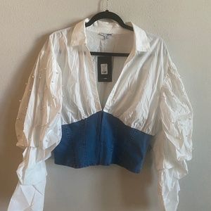 New White  and Denim Blouse